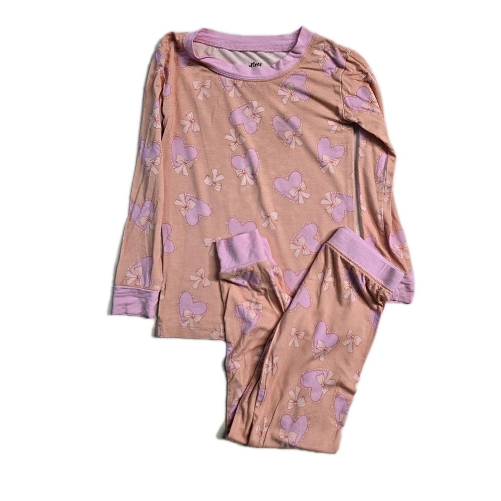 Tiny Talulah Girls Pajama Set 3 T Hearts Bows Bamboo